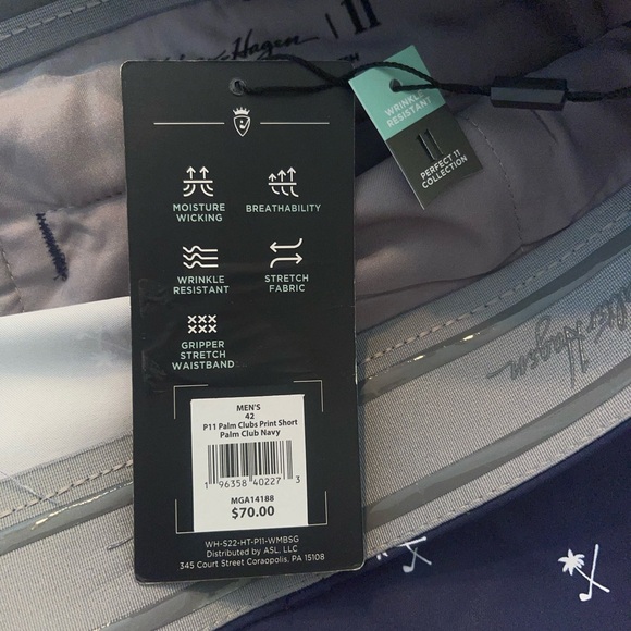 NWT Walter Hagen Perfect 11 Collection Golf Shorts Sz 42 Navy White - Picture 6 of 8